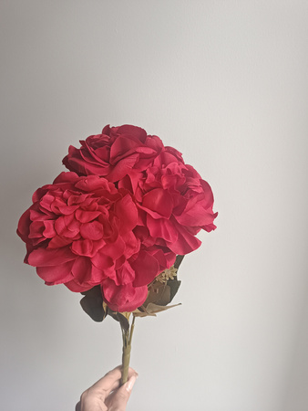 BUKIET PEONIA czerwony 42CM 7 rozgałęzień