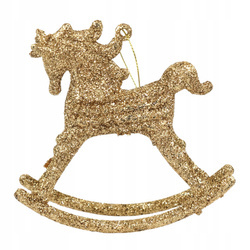 ZAWIESZKA KONIK NA BIEGUNACH złoty brokat