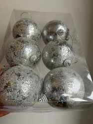 Bombka styropianowa 8 cm, kpl 6 szt SREBRNA