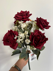 Bukiet RÓŻA Z DODATKAMI BORDO 43 CM