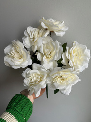 Bukiet RÓŻA 7 kwiatów (10 cm) łodyga 40 cm BIAŁA