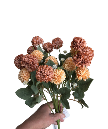 Bukiecik kwiatów sztuczny 38 cm łososiowy
