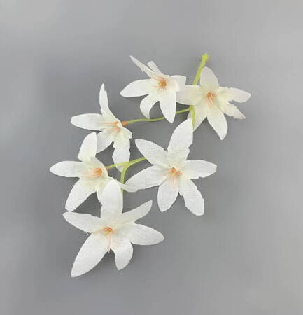 Gałązka ORCHIDEA 6 kwiatów (5,5 cm) łodyga 18 cm BIAŁA