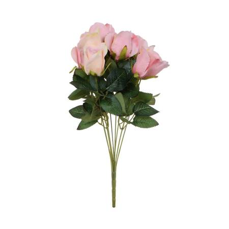 Róża bukiet sztuczny 43 cm różowy
