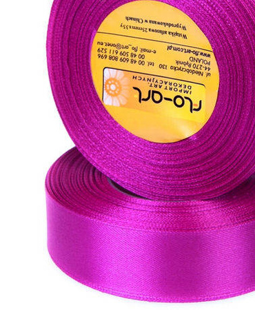 Wstążka tasiemka atłasowa 25 mm x 35y fiolet 